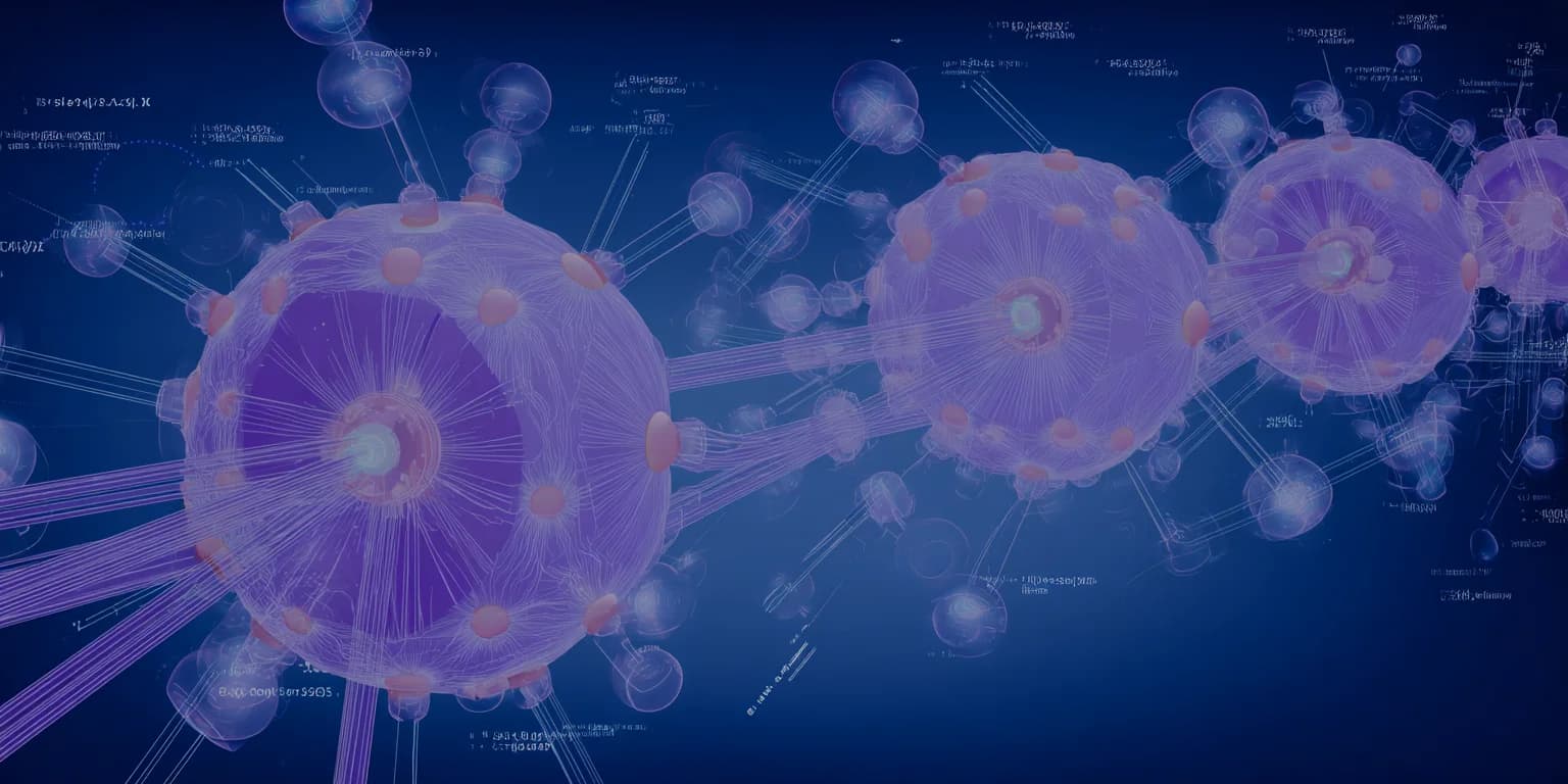 Abstract visualization: Abstract virus-like cellular network illustration