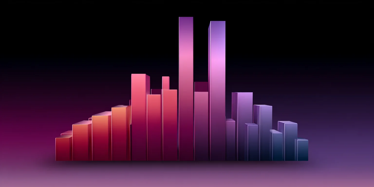 Abstract visualization: Neon Gradient Bar Skyline Sculpture