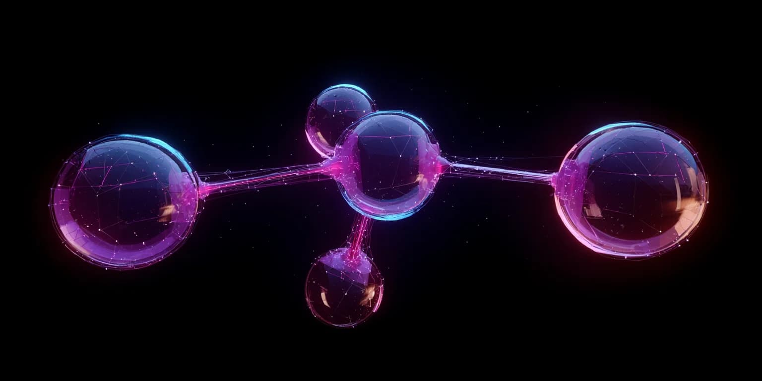 Abstract visualization: Neon molecular structure with glowing bonds