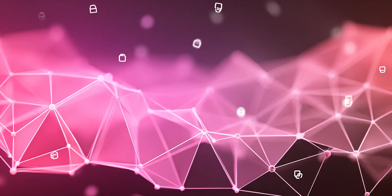 Abstract visualization: Pink neon geometric network grid