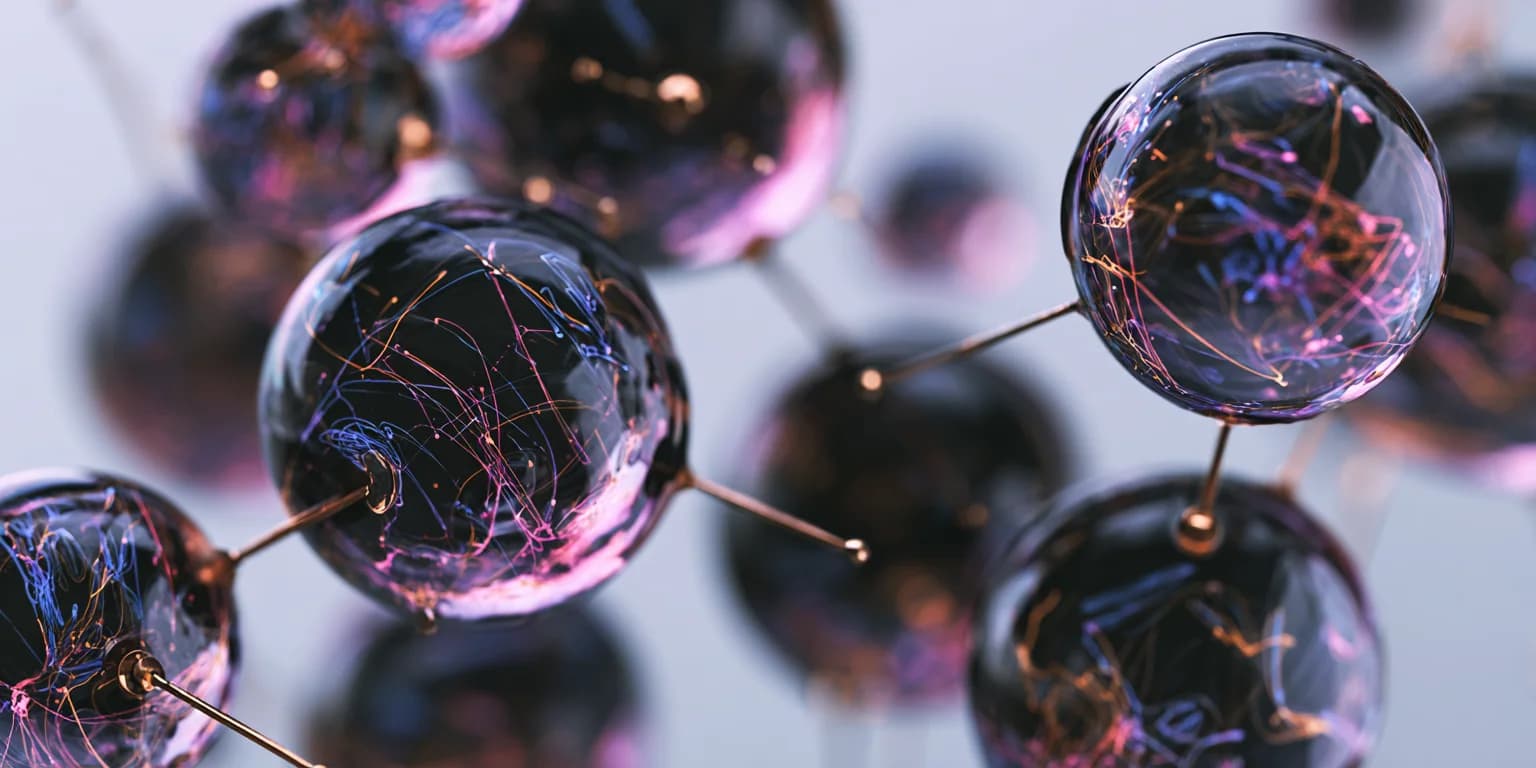 Abstract visualization: Macro glass spheres connected by wires