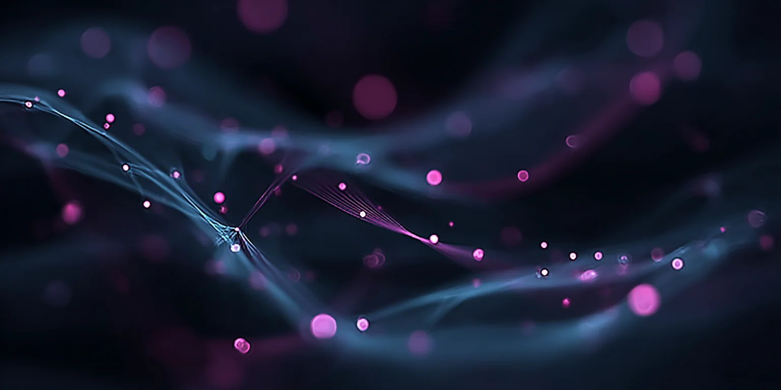 Abstract visualization: Neon particle streams in motion